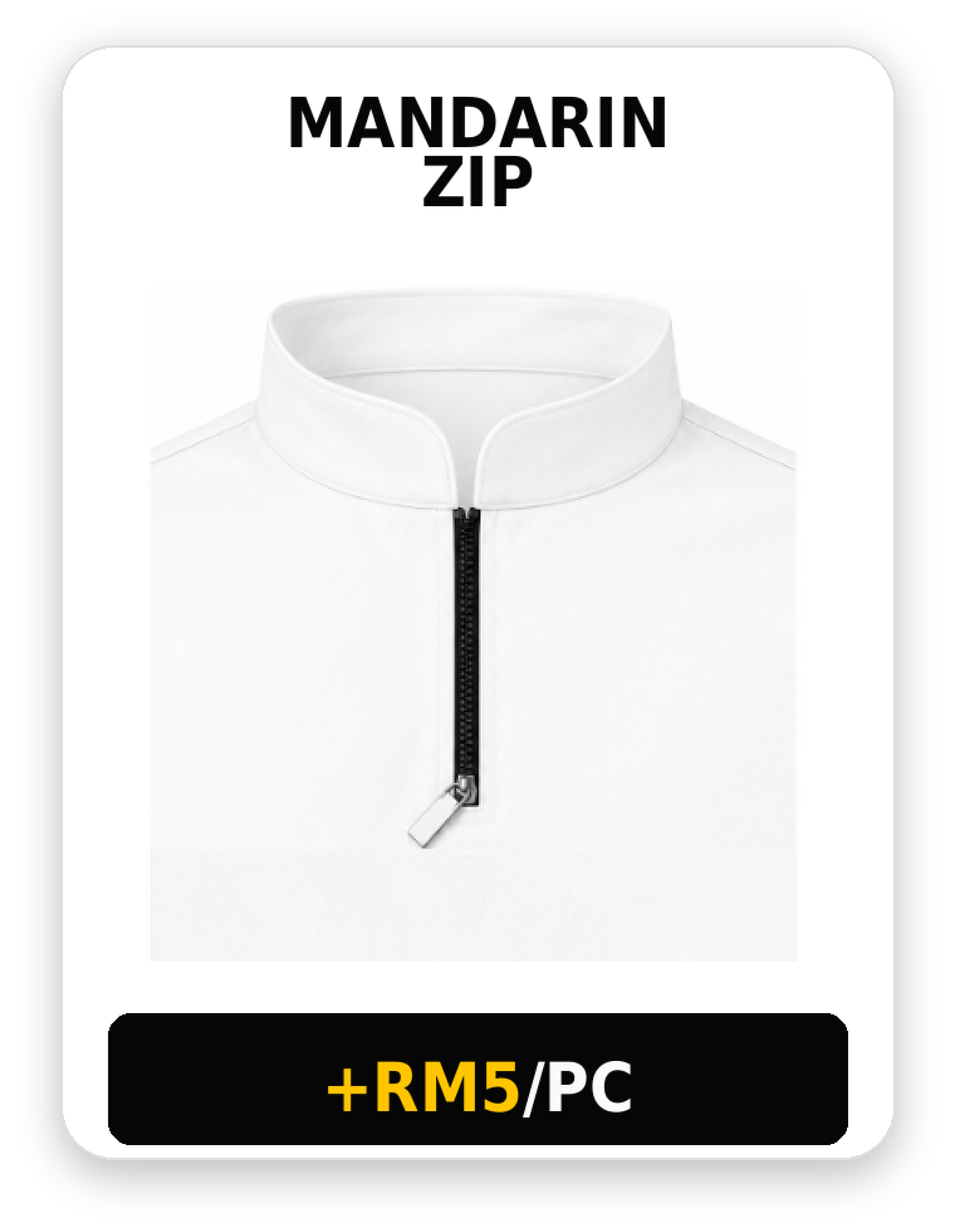 Mandarin Zip collar option